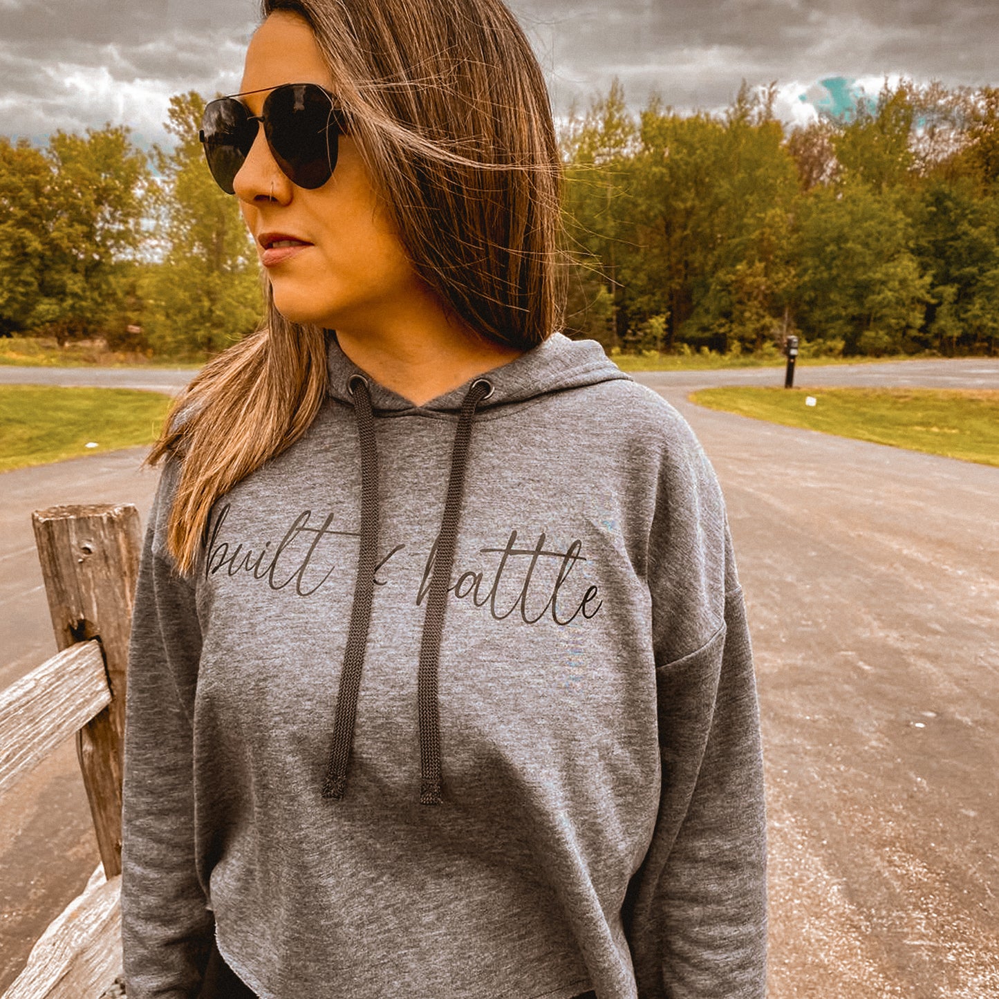 Built by battle crop hoodie