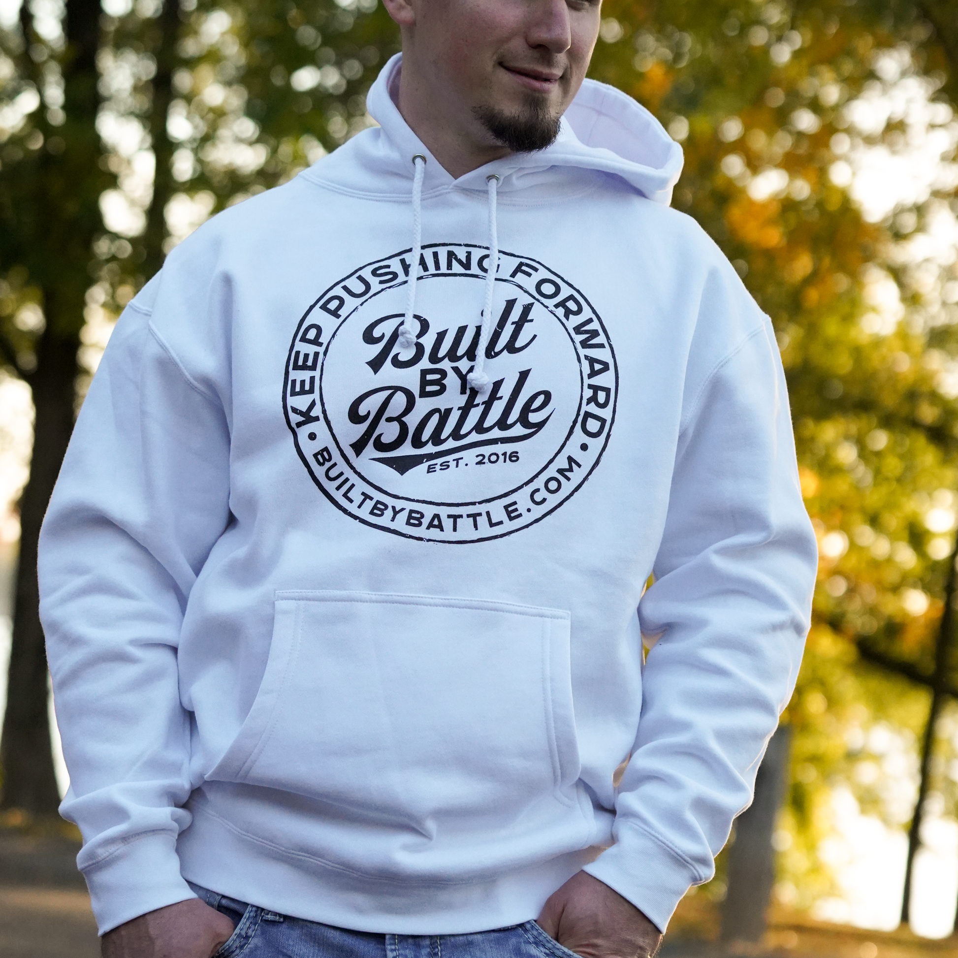 Built By Battle Unisex Hoodie White